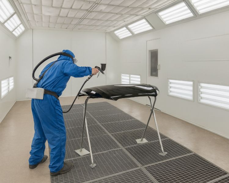 auto painter in paint booth Terrys Auto Body & Paint Oceanside auto-painter-in-paint-booth-Terrys-Auto-Body-Paint-Oceanside